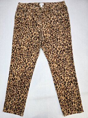 Chicos Leopard Print Corduroy Pants Size 2.5 Large Womens
